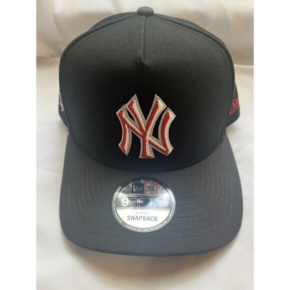 New Era 9FIFTY New York Yankees Black Snapback A-Frame Hat Cap Side Patch - Picture 2 of 7